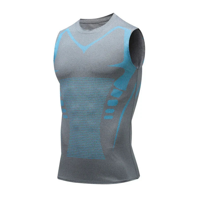 VitaBoost energieboost corrigerend vest voor mannen, ondersteunt spieren en houding tijdens sport en dagelijkse activiteiten.