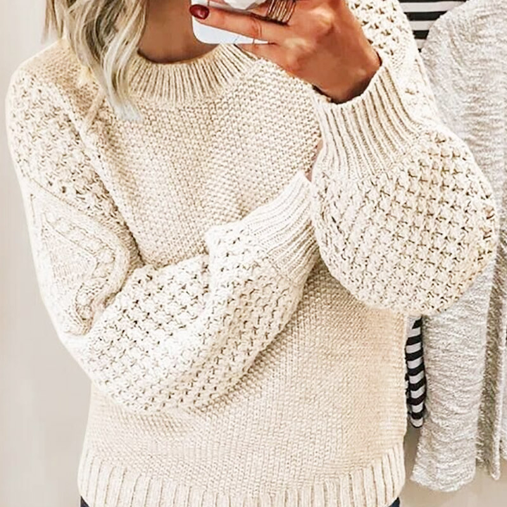 Zachte dames gebreide trui met ronde hals voor dagelijks comfort, ideaal voor winter mode.