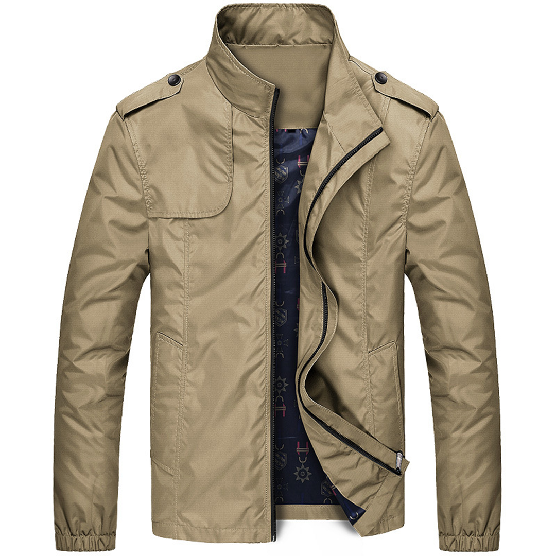 Stijlvolle heren tussenjas met rits in zwart, perfect voor lente en herfst. Comfortabele casual bovenkleding.