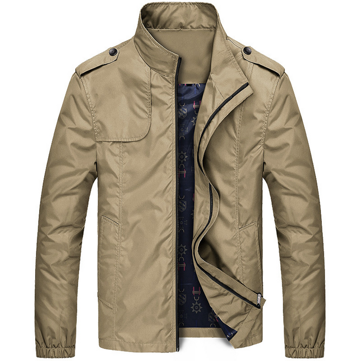 Stijlvolle heren tussenjas met rits in zwart, perfect voor lente en herfst. Comfortabele casual bovenkleding.
