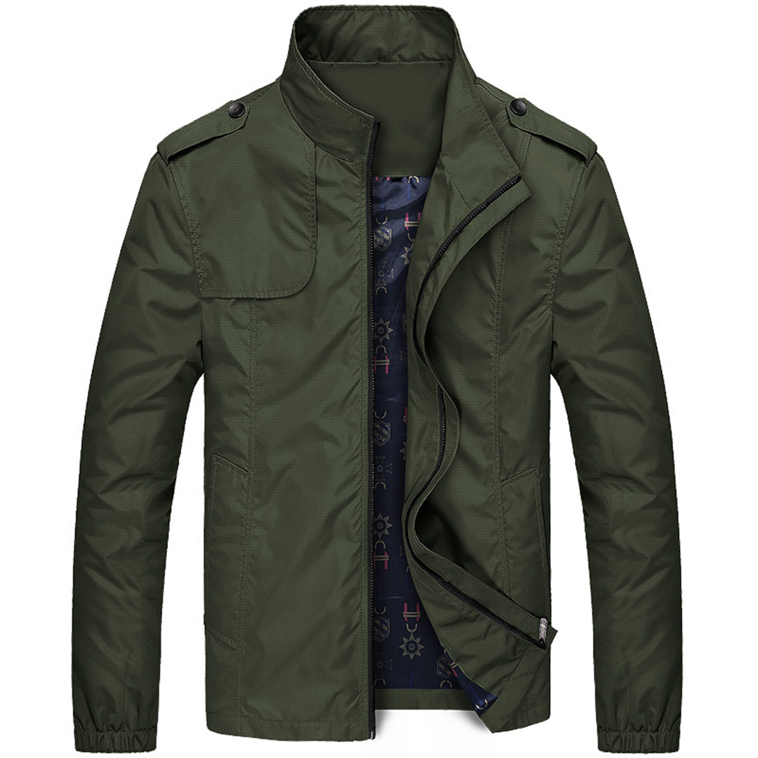 Grijsblauwe heren tussenjas met rits, comfortabel en stijlvol voor elk seizoen, ideaal als casual bovenkleding.
