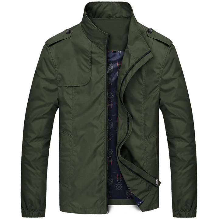 Grijsblauwe heren tussenjas met rits, comfortabel en stijlvol voor elk seizoen, ideaal als casual bovenkleding.