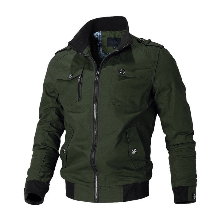Modern heren bomberjack in neutrale kleur. Stijlvolle en veelzijdige buitenjas voor mannen.