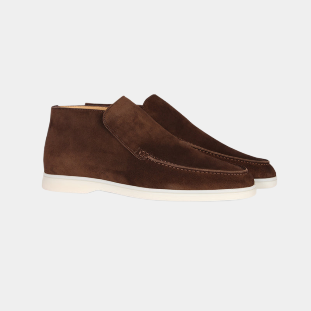 Heren loafers van hoogwaardig leer, donkerbruine instappers voor een formele uitstraling.