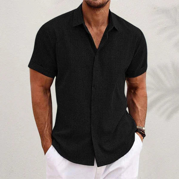 Stijlvol heren linnen overhemd met korte mouwen, perfect voor zomer en vakantie. Ademend, comfortabel casual shirt.