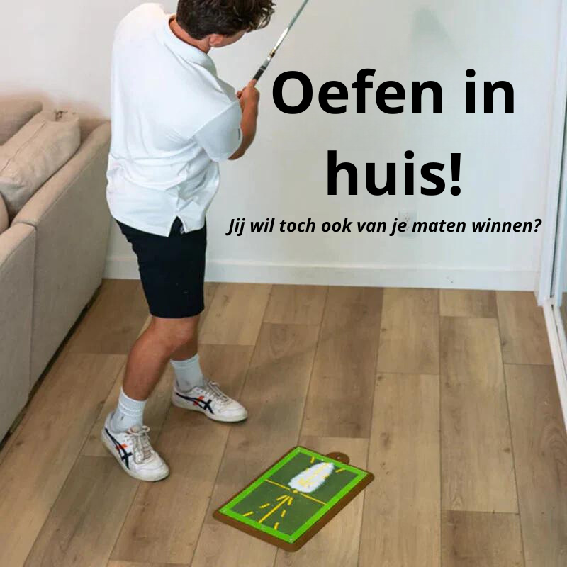 Compacte golf swingtrainer mat voor gedetailleerde swinganalyse en consistente golftraining.