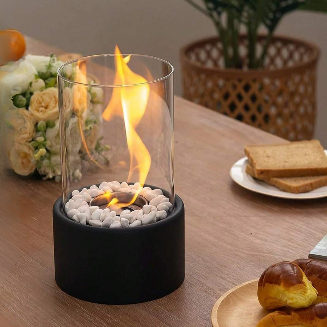 Lumora olielamp, elegant design met open vlam voor een warme, klassieke interieur look.
