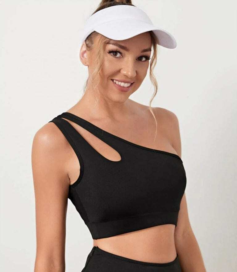 Stijlvolle one-shoulder sportbh voor dames, schokbestendig en comfortabel, perfect voor yoga.