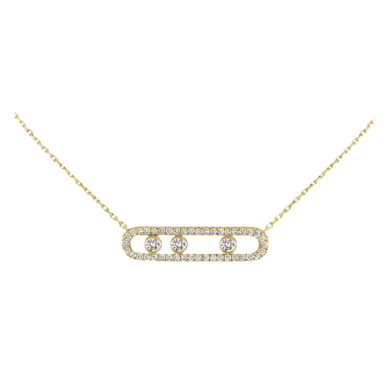 Gouden Aurora damesketting met bewegelijke diamanten, een elegant en luxe sieraad voor haar.