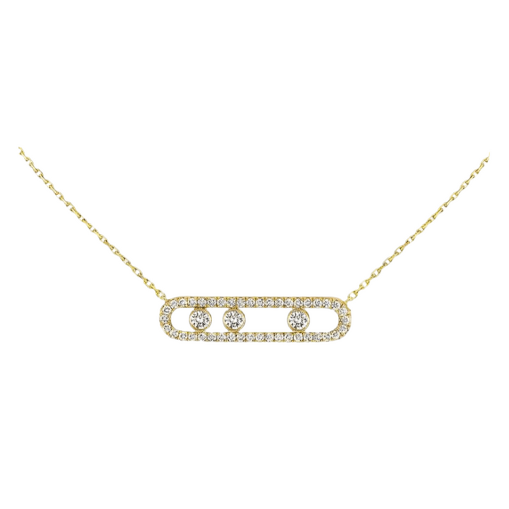 Gouden Aurora damesketting met bewegelijke diamanten, een elegant en luxe sieraad voor haar.