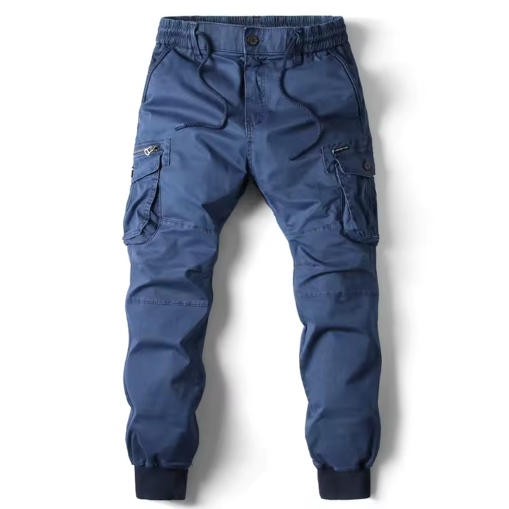 Casual heren cargo broek met vele zakken, ideaal voor streetwear en outdoor activiteiten. Comfortabel en stevig.