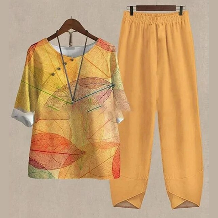Modieuze LenaDuo 2-delige voorjaars- en zomerset voor dames. Veelzijdig en comfortabel voor elke stijl.