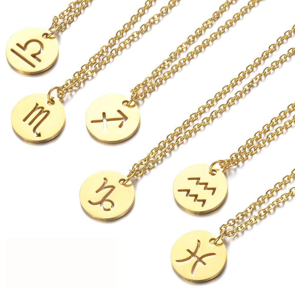 Gouden sterrenbeeld ketting voor dames, roestvrij staal, verkleurt niet, elegant sieraad.