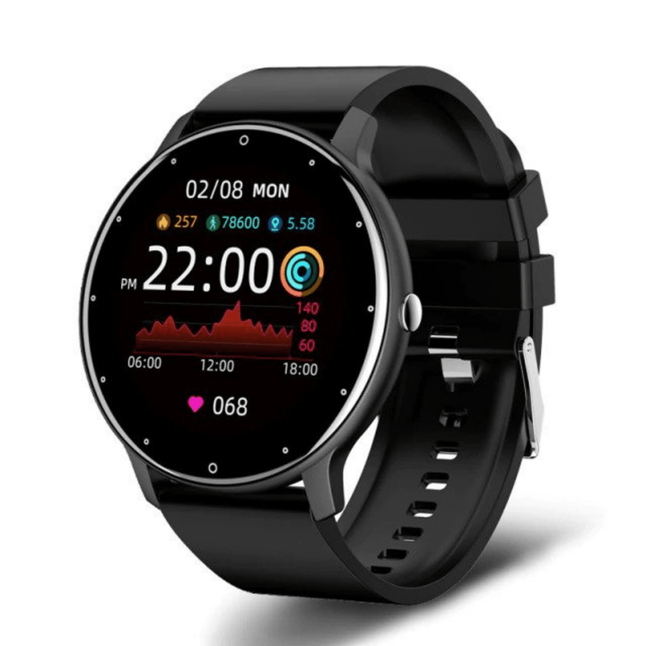 UltraFit S9 smartwatch zwart met strak design, fitness- en gezondheidstracker. Waterbestendig wearable voor dagelijks gebruik.