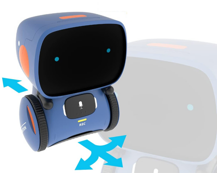 Leuke interactieve robot die kinderen uitdaagt met dans, zang en spraak; bevordert leerzaam spel.
