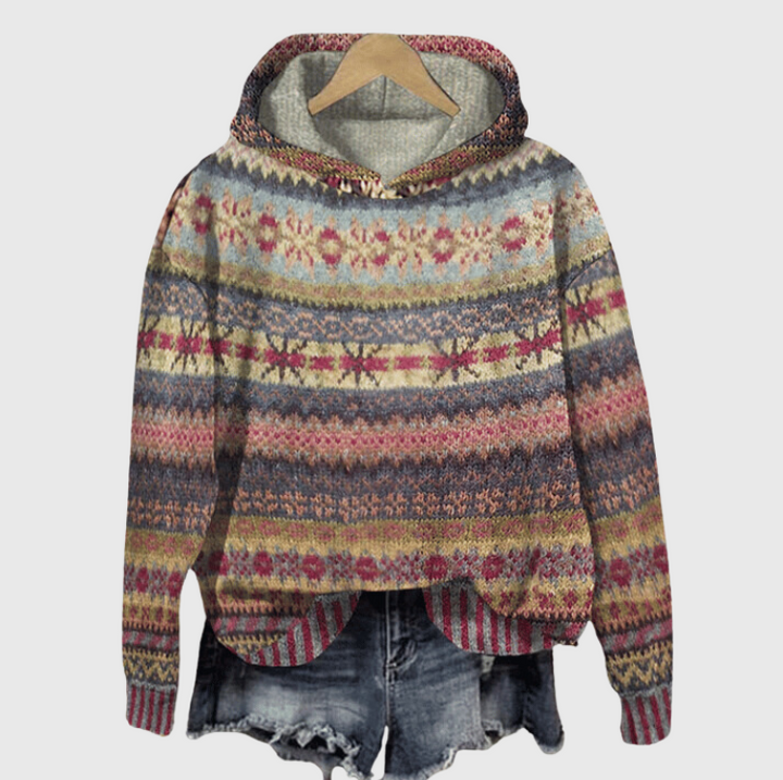 Warme dameshoodie in Noorse stijl met comfortabel patroon. Perfecte winterkleding voor casual mode.