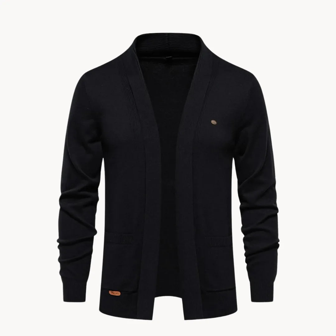Heren open vest met V-hals en lange mouwen, ideaal voor een casual of comfortabele herfstlook.