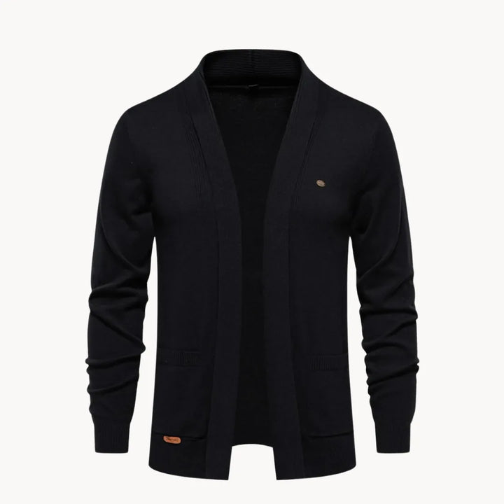 Heren open vest met V-hals en lange mouwen, ideaal voor een casual of comfortabele herfstlook.