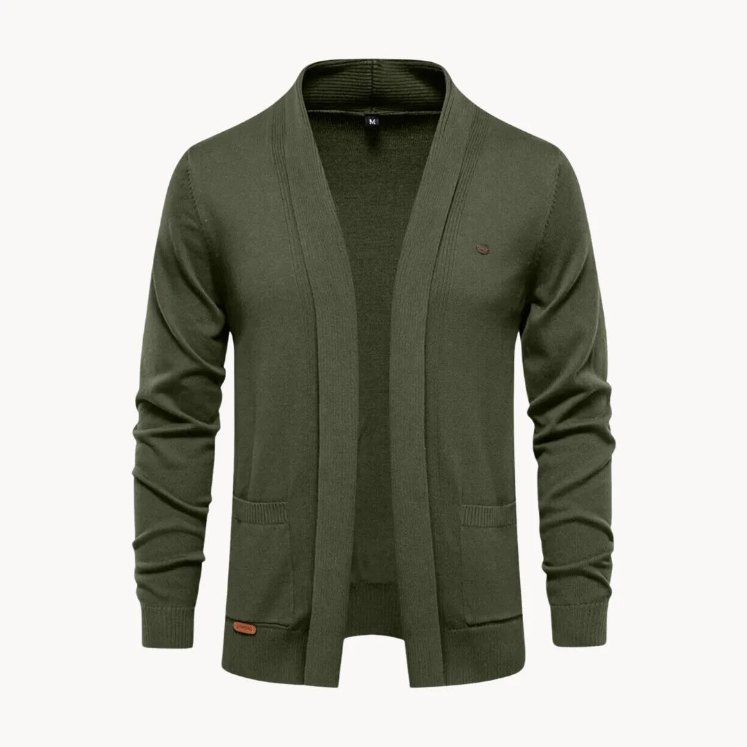 Heren open cardigan met V-hals en lange mouwen, een veelzijdig vest voor dagelijks casual gebruik in de herfst.
