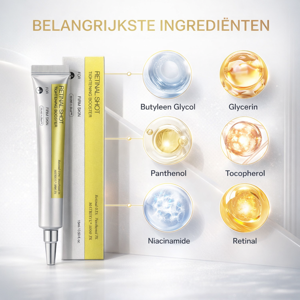Het Retinol gezichtsserum helpt bij huidvernieuwing en vermindert fijne lijntjes voor een jeugdige look.