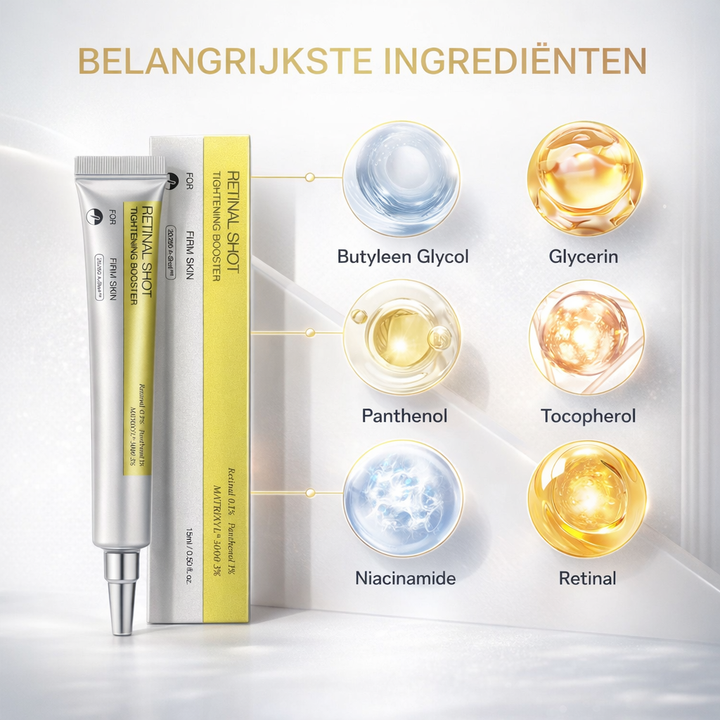 Het Retinol gezichtsserum helpt bij huidvernieuwing en vermindert fijne lijntjes voor een jeugdige look.