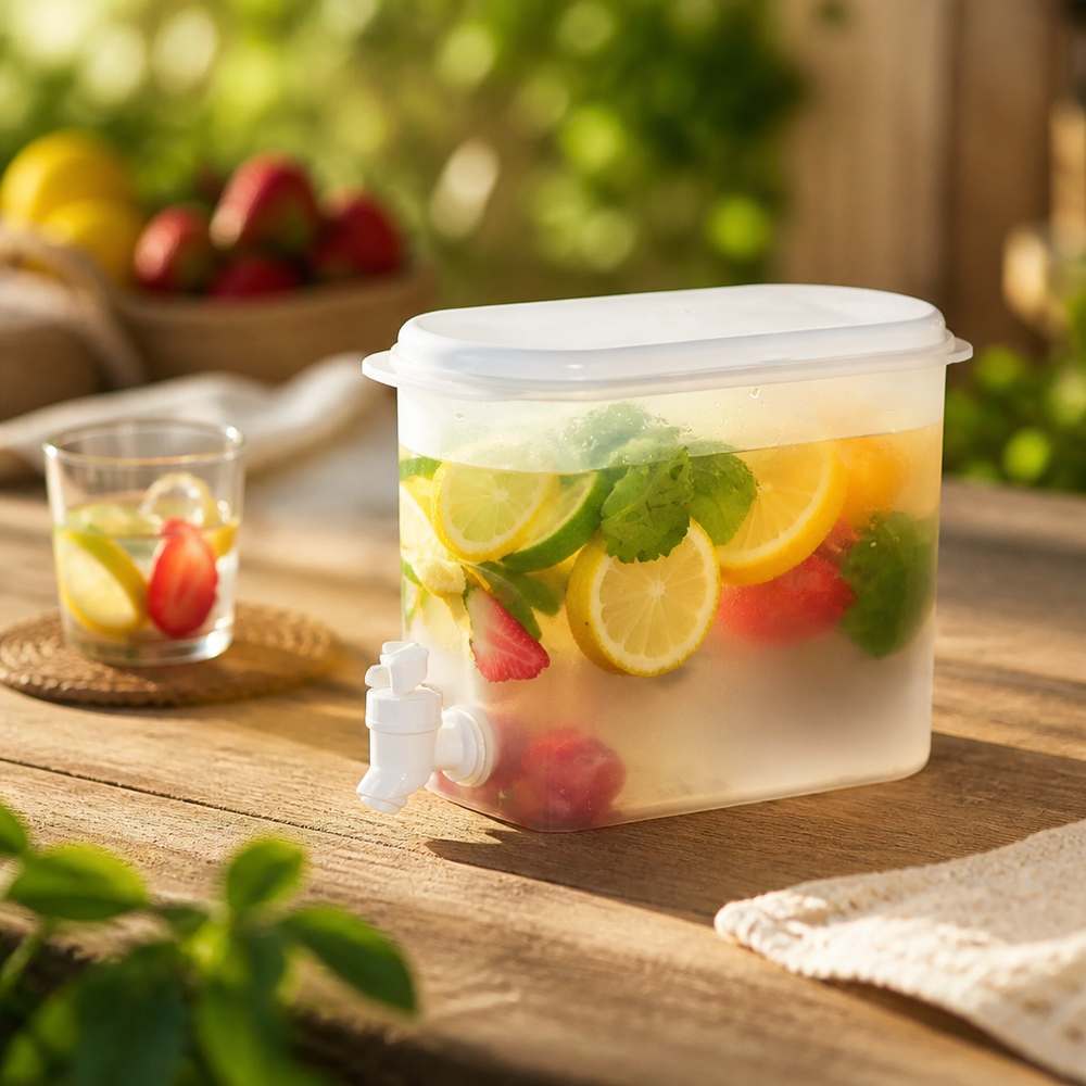 Grote 3.5L koelkast drankdispenser met kraan voor water, sap of limonade; perfect voor elke keuken.