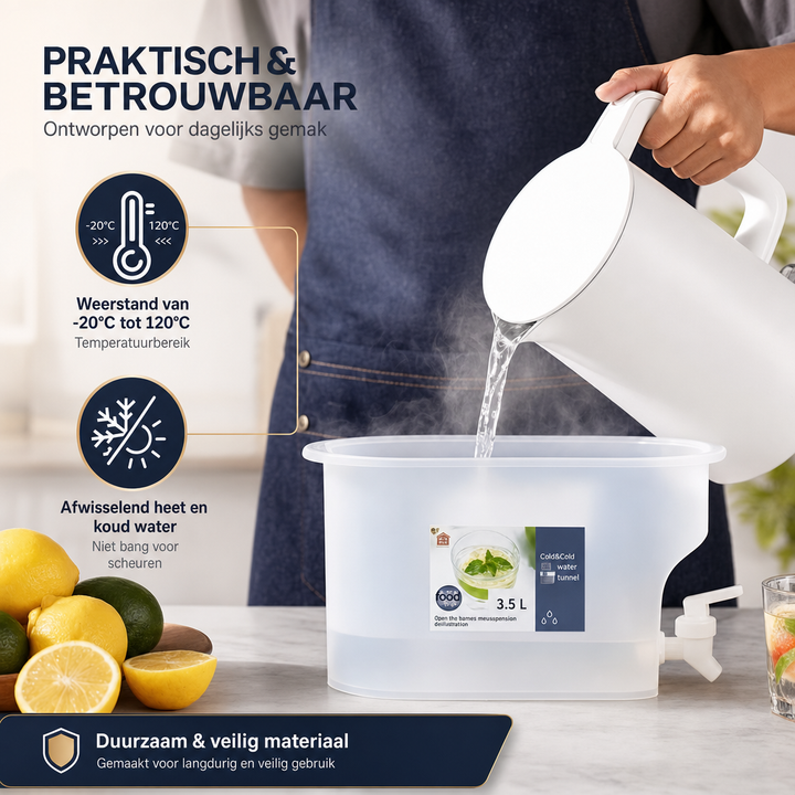 Handige 3.5L drankdispenser met kraan, ideaal voor buffetten, feesten en het serveren van koude dranken.