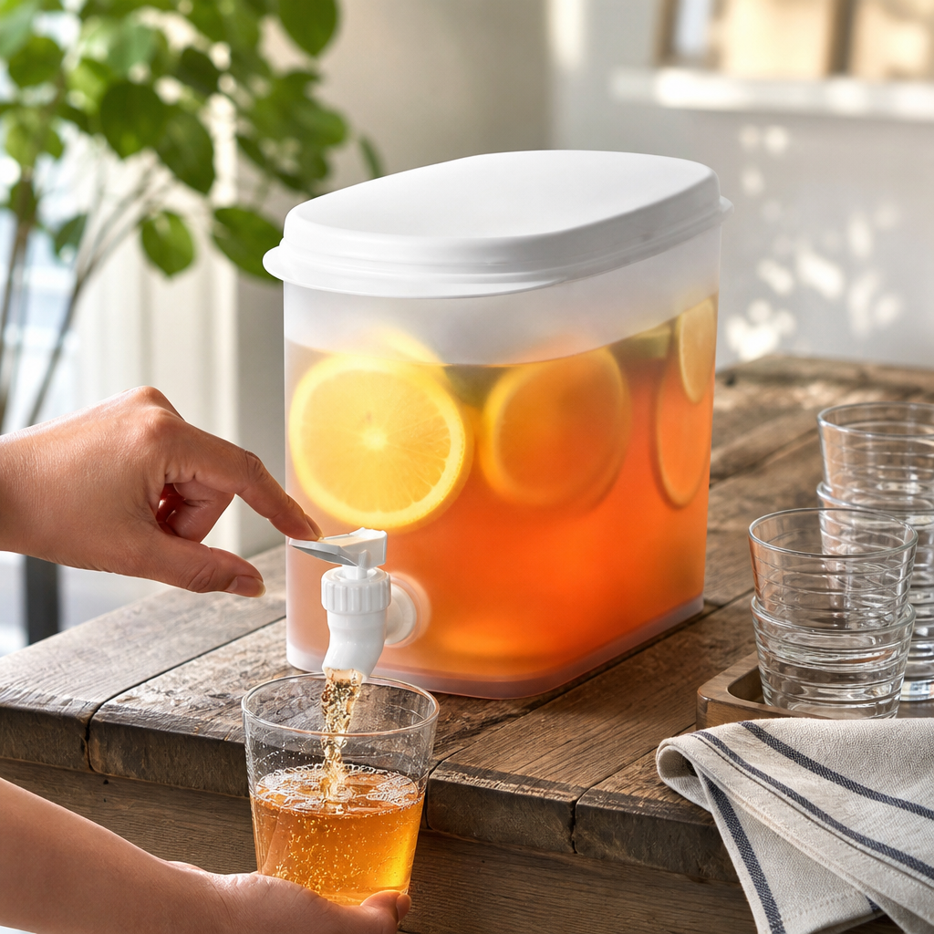 Praktische drankdispenser (3.5L) met kraan voor koud water en sap, speciaal voor in de koelkast.