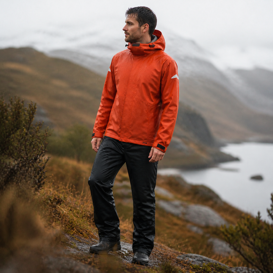 Duurzaam waterdicht regenpak, unisex design. Perfecte regenkleding voor buitenactiviteiten.