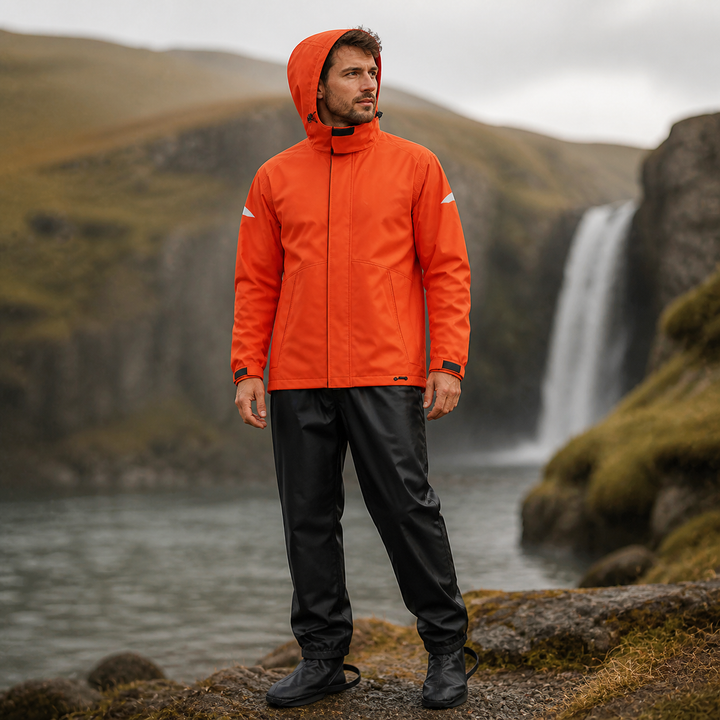 Ademend waterdicht regenpak, lichtgewicht. Essentiële buitenkleding voor actief buitengebruik.