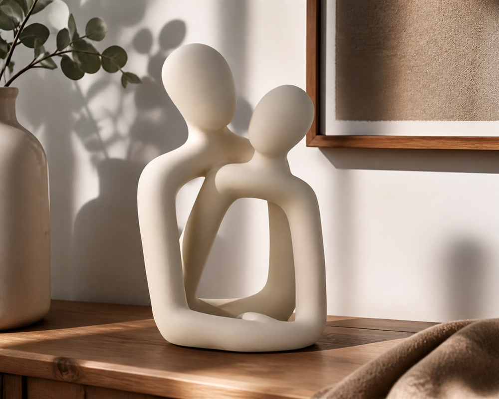 Romantisch sculptuur van een koppel. Perfect jubileum, Valentijnsdag of liefdescadeau voor thuisdecoratie.