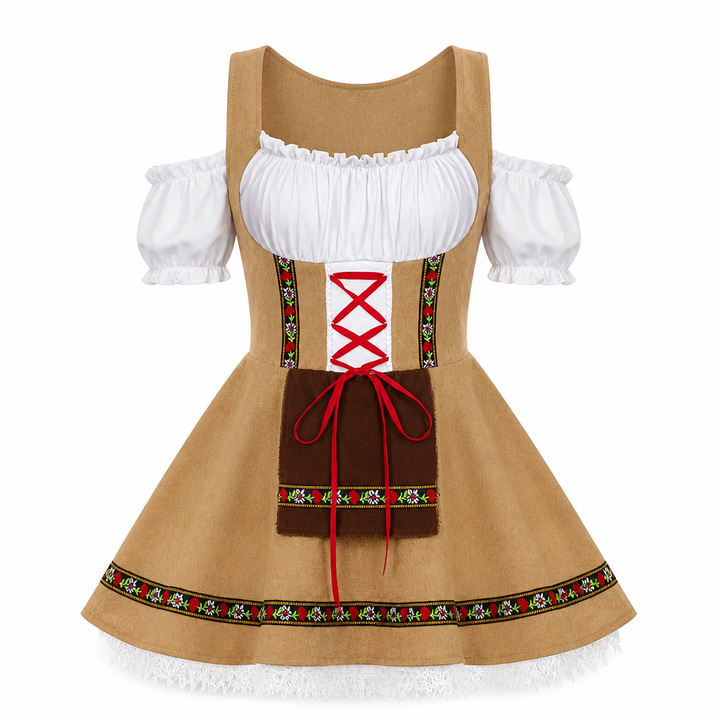 Dames traditionele Oktoberfest bierjurk in Beierse stijl, ideaal voor themafeesten en carnaval.