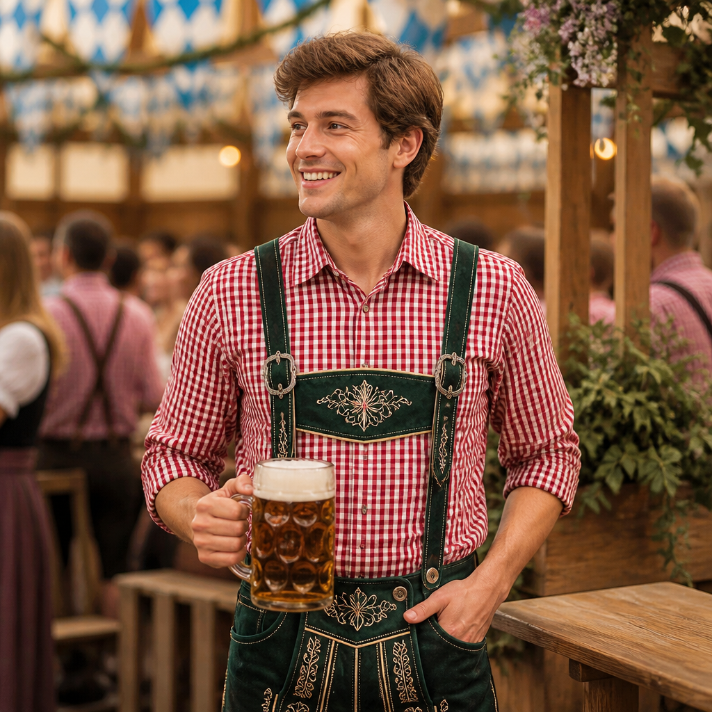 Veelzijdige heren Oktoberfest overall, ideaal voor carnaval, themafeesten en elk bierfeest. Comfort en stijl.