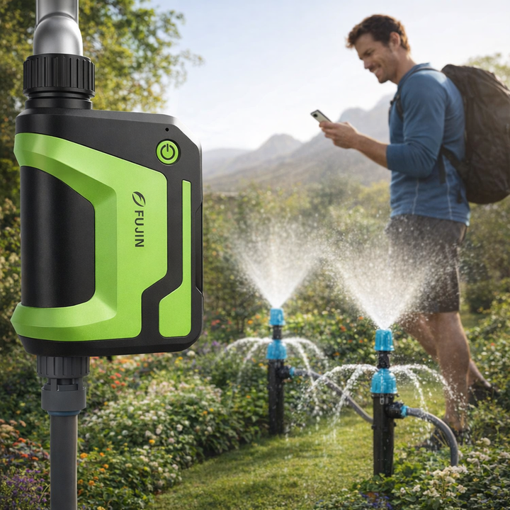 WiFi irrigatie controller voor tuin; slimme, automatische bewatering op afstand; voor gezonde planten & waterbesparing.