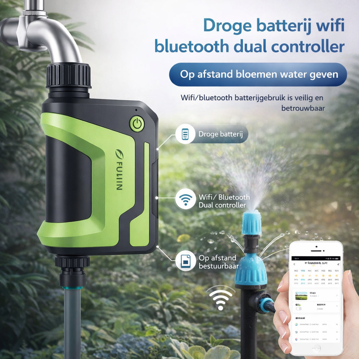Bedien uw tuinbewatering op afstand met deze WiFi irrigatie controller; gemakkelijke en perfecte bewatering voor uw planten.