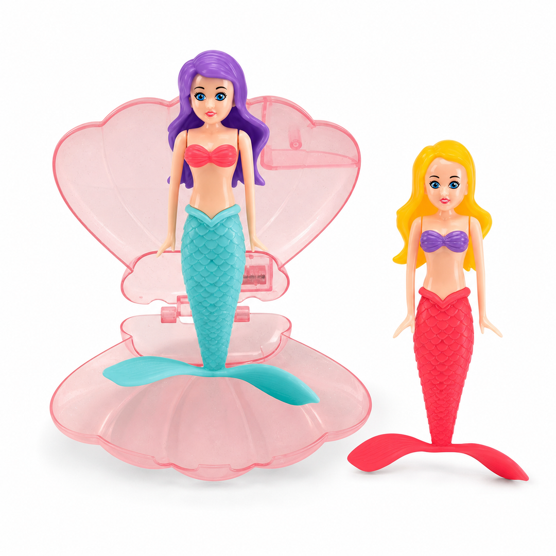 Kleurrijk kinder zeemeermin zwembadspeelgoed: magische schelp schat voor urenlang fantasierijk onderwater spel.