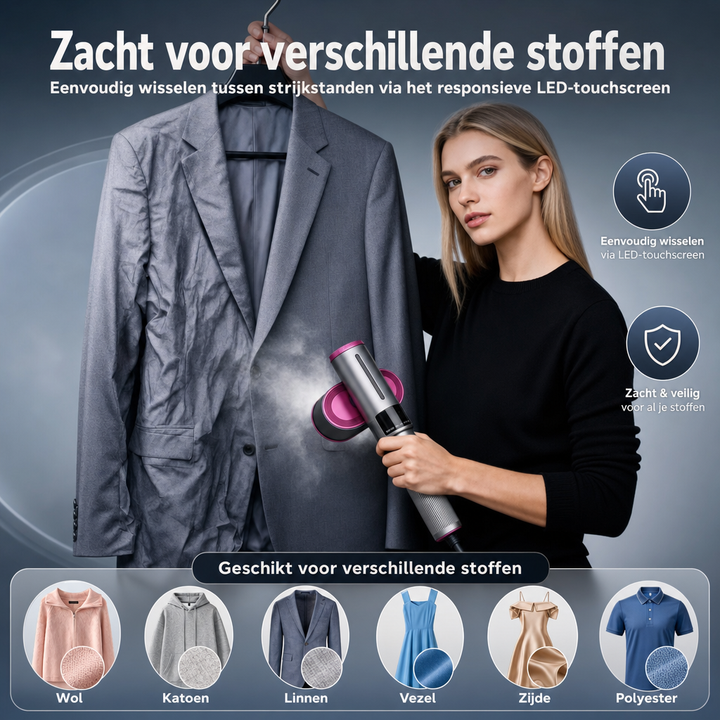 Efficiënte reisstomer voor kreukvrije kleding. Klein, lichtgewicht en gebruiksvriendelijk voor onderweg.