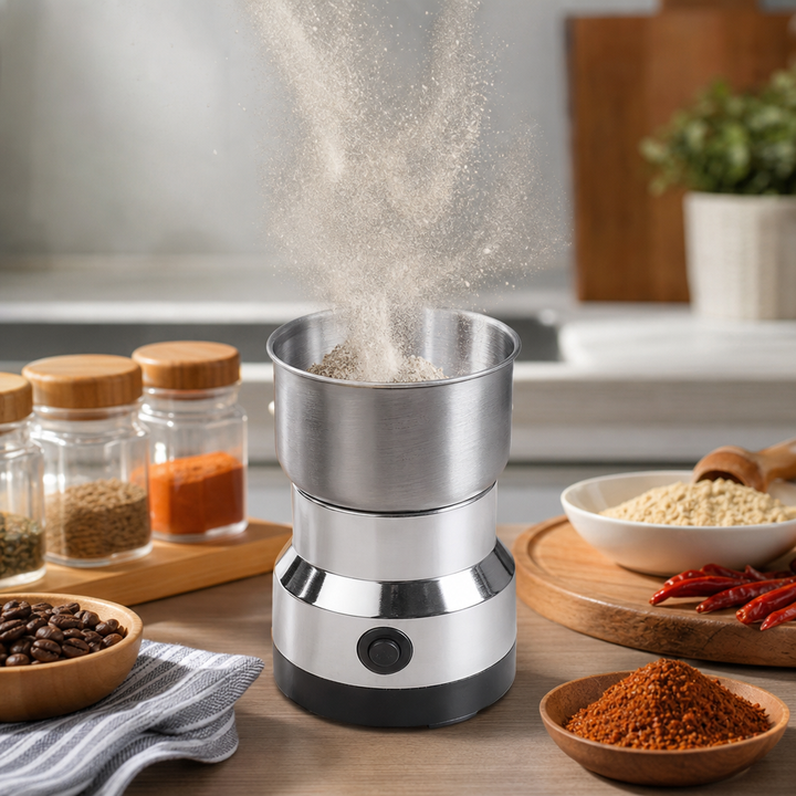 Praktische elektrische molen voor het malen van koffie, kruiden en ingrediënten voor babyvoeding. Eenvoudig in gebruik.
