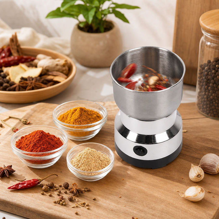 Elektrische koffiemolen voor verse bonen, ook ideaal als kruidenmolen of babyvoeding blender. Ultrafijn malen.