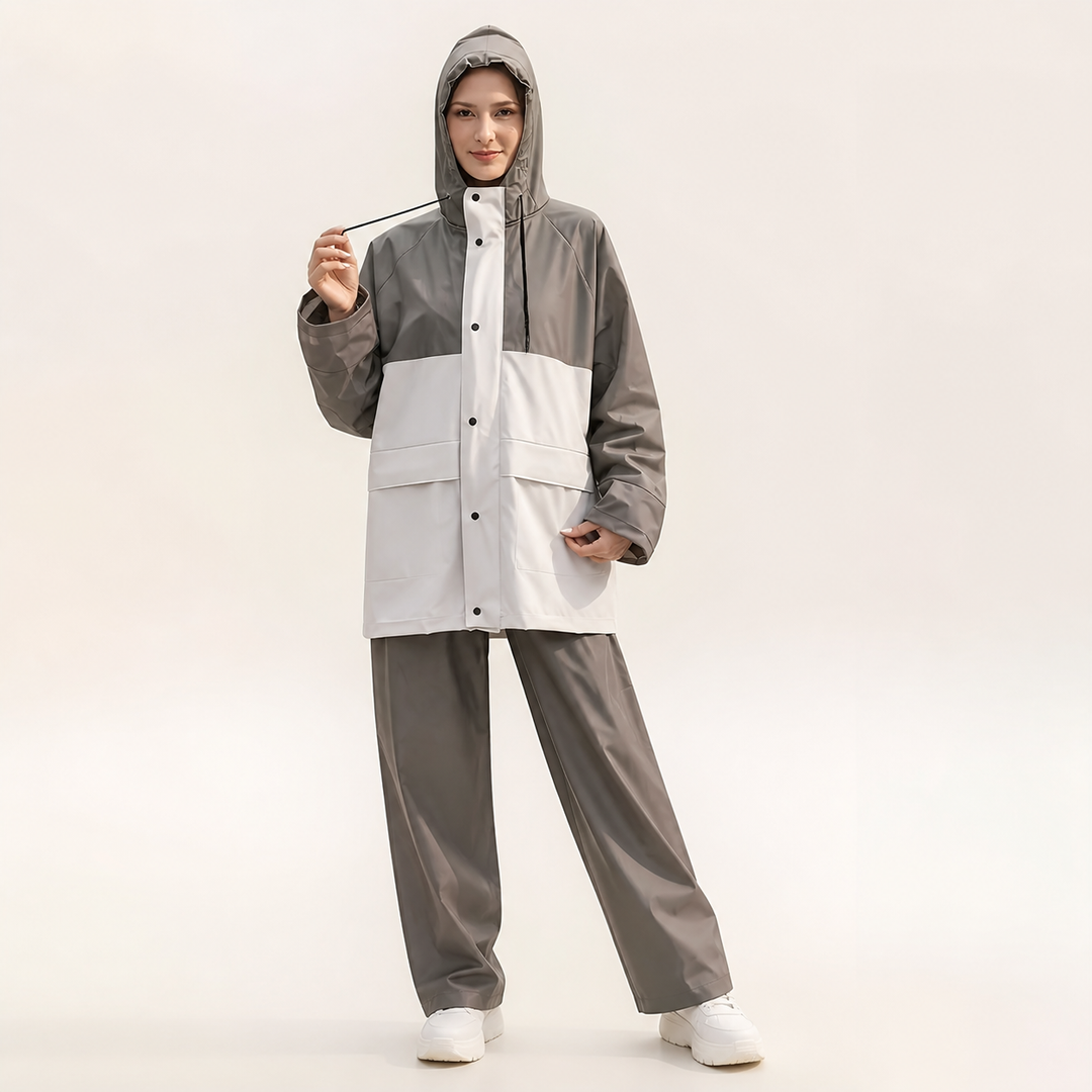 Unisex waterdicht regenpak; lange regenjas en regenbroek voor outdoor activiteiten, wandelen & kamperen.