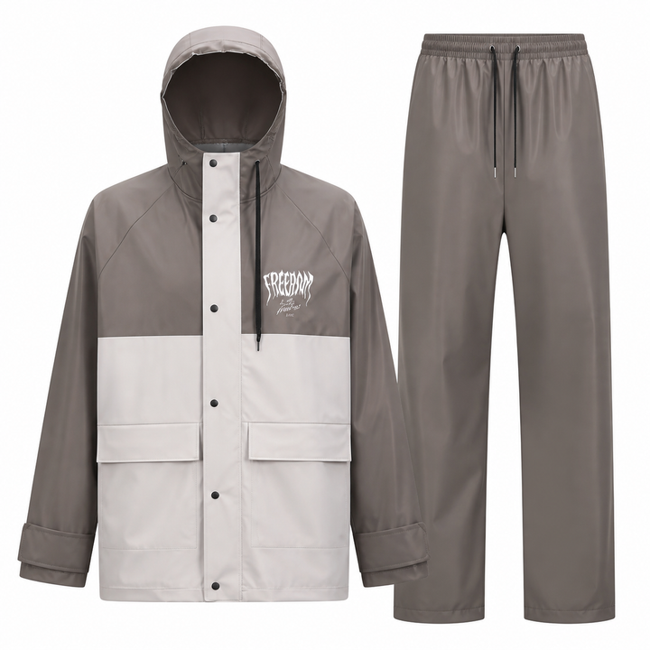 Lange unisex regenjas, waterdicht en ademend, ideaal voor buitensport en bescherming tegen regen.