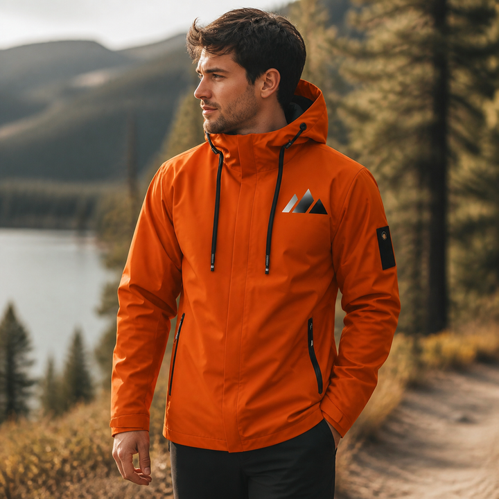 Stijlvolle heren regenjas, lichtgewicht en waterdicht. Ideale buitenkleding voor wandelen en reizen. Weerbestendig.