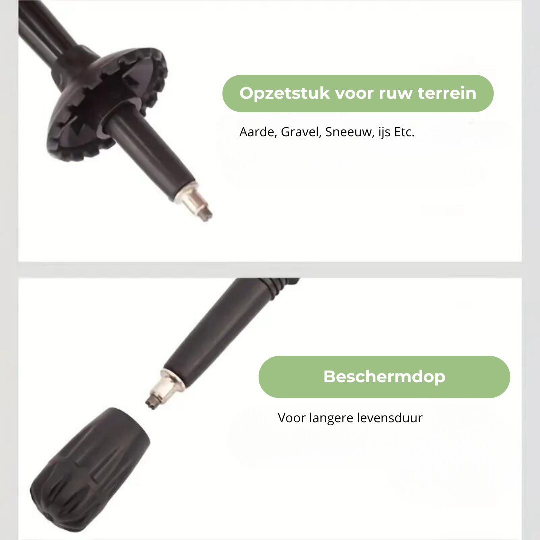 Robuuste aluminium TrekPro wandelstok, ideaal voor trekking en outdoor wandelingen, biedt optimale ondersteuning.