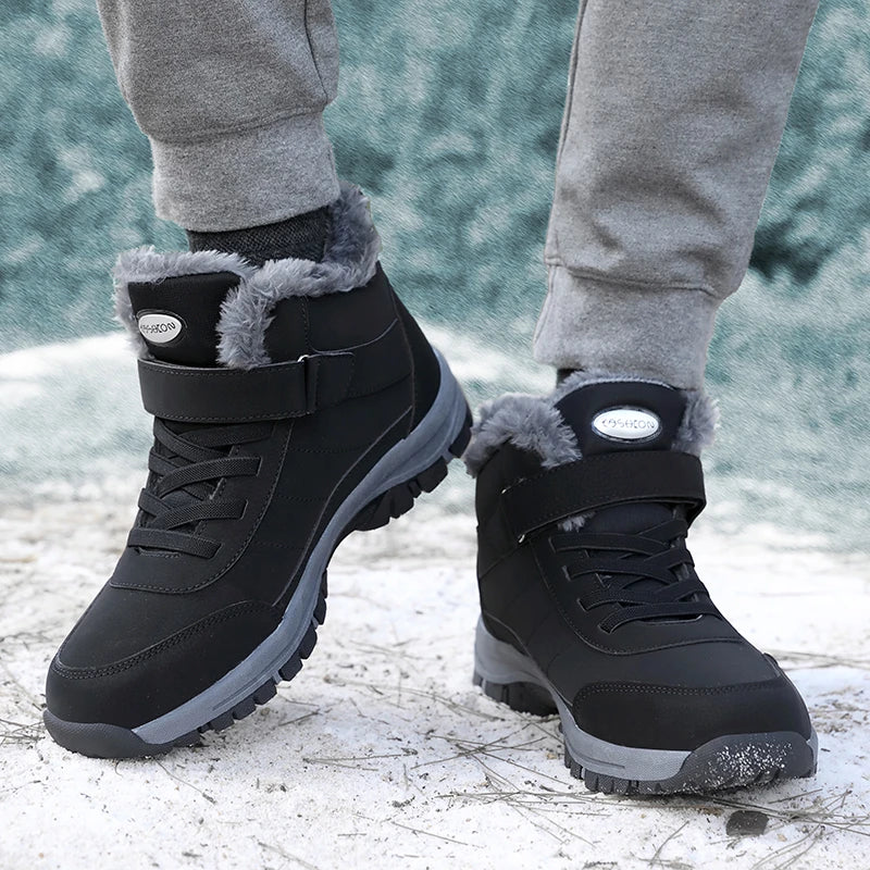 Warme heren sneeuwlaarzen, waterdicht en antislip, essentieel voor comfort en bescherming tijdens winterwandelingen.