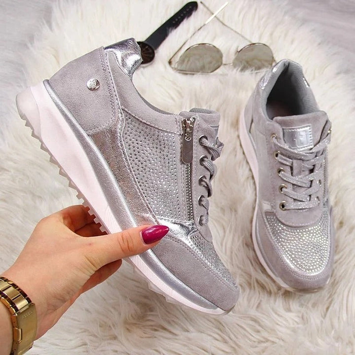 Comfortabele groene orthopedische dames wandelschoenen, lichtgewicht en met optimale pasvorm.