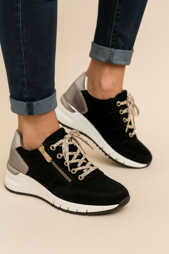 Jasmine dames loopschoenen: orthopedisch comfort, ideaal voor wandelen, met ondersteuning en zijrits.