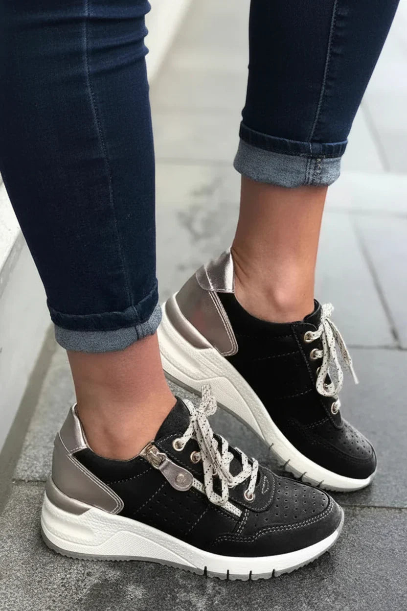Moderne Jasmine dames loopschoenen voor comfortabel wandelen en gezonde voeten, voorzien van zijrits.