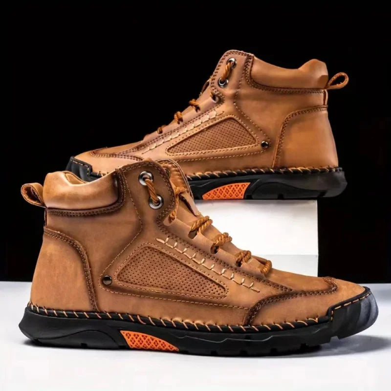 Overzicht van de diverse kleuren heren wandelschoen Filip: zwart, blauw, grijs, bruin en oranje.