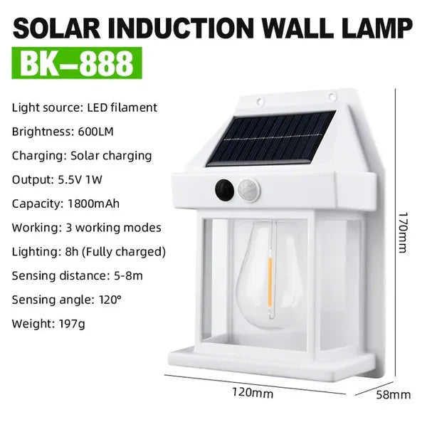 Moderne Solaris solar wandlamp voor buiten, duurzame zonne-energie tuinverlichting die weerbestendig is.