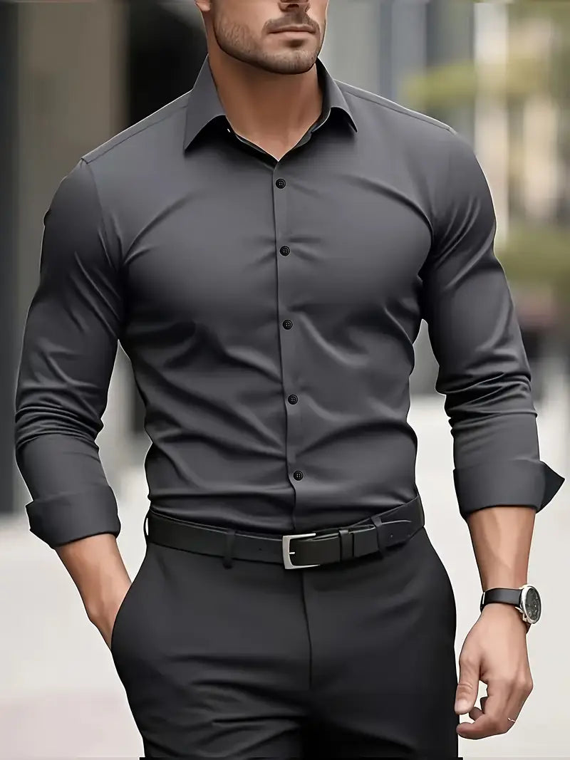 Casual heren overhemd, ademend en kreukarm, een stijlvolle en comfortabele keuze voor herenmode.
